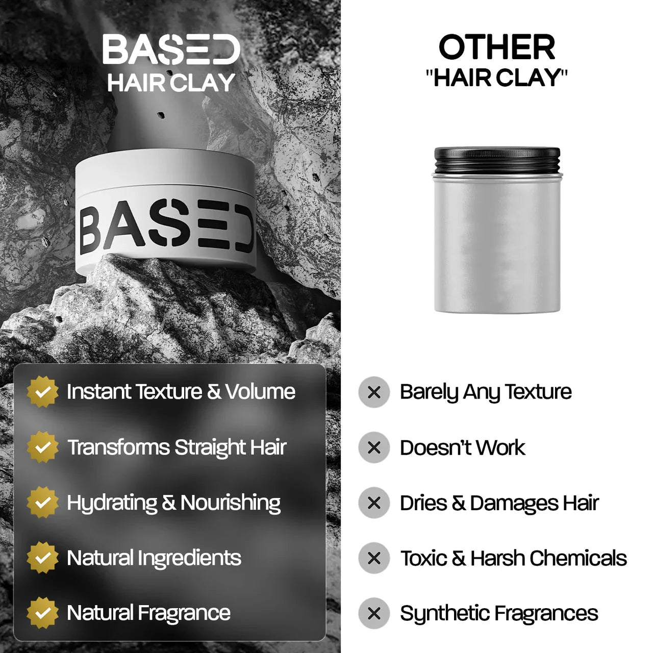 BASED Hair Clay Hair Styling Result